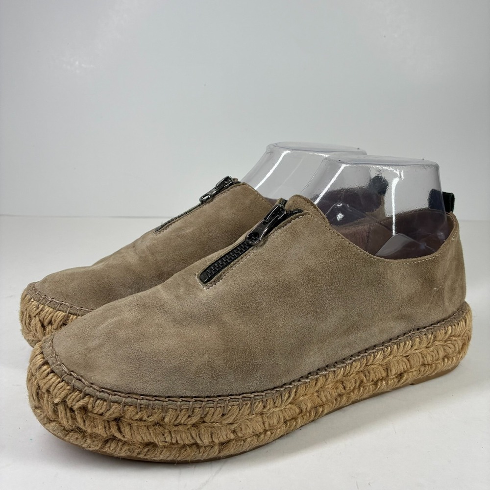 Eric Michael Serena Women's US 8.5–9/39 Taupe Suede Zip Espadrille Platform Shoe